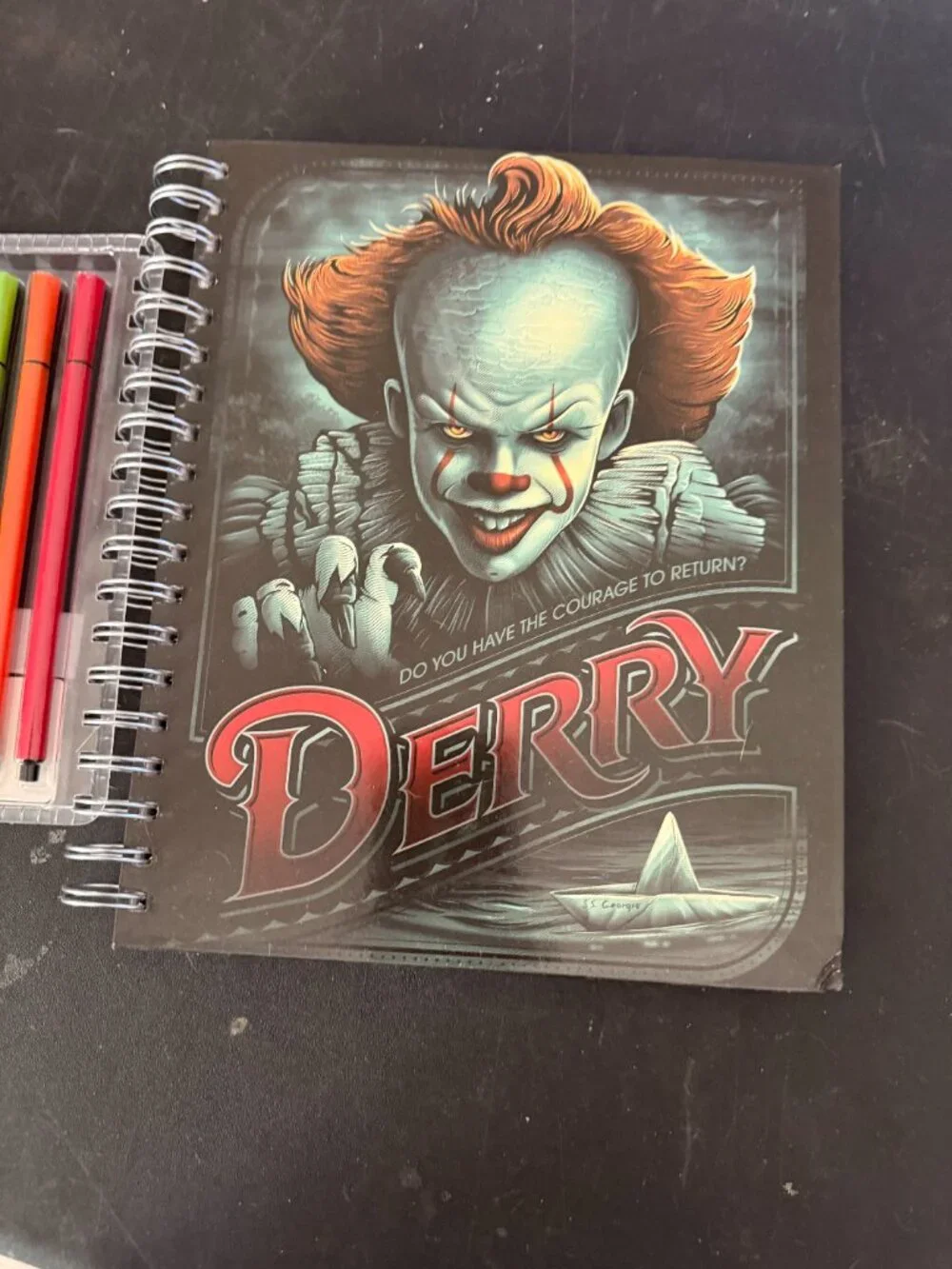 Stephen King It Pennywise Spiral Sketchbook Markers Set Return To Derry (102)